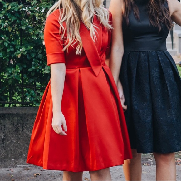 Gal Meets Glam Ruby Dress in Red Satin - Picture 2 of 5